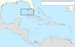 Map of the change to the United States in the Caribbean Sea on December 16, 1977