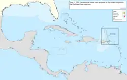 Map of the change to the United States in the Caribbean Sea on June 1, 1995