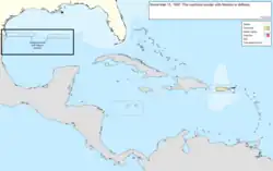 Map of the change to the United States in the Caribbean Sea on November 13, 1997