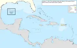 Map of the change to the United States in the Caribbean Sea on January 17, 2001