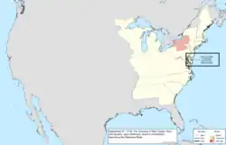 Map of the change to the United States in central North America on September 21, 1776