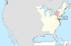 Map of the change to the United States in central North America on December 20, 1776