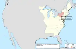 Map of the change to the United States in central North America on September 30, 1777