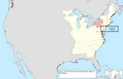 Map of the change to the United States in central North America on July 2, 1778