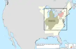Map of the change to the United States in central North America on October 29, 1782