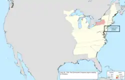 Map of the change to the United States in central North America on June 30, 1783