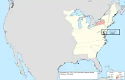 Map of the change to the United States in central North America on November 26, 1783
