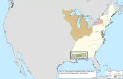 Map of the change to the United States in central North America on May 12, 1784