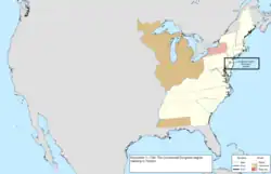 Map of the change to the United States in central North America on November 1, 1784