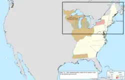 Map of the change to the United States in central North America on April 19, 1785