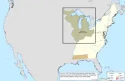 Map of the change to the United States in central North America on July 13, 1787