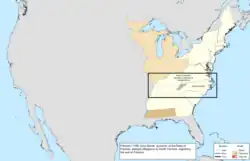Map of the change to the United States in central North America in February 1789