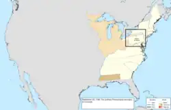 Map of the change to the United States in central North America on September 29, 1789