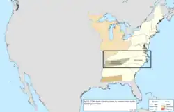 Map of the change to the United States in central North America on April 2, 1790