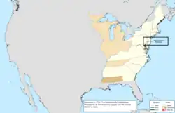 Map of the change to the United States in central North America on December 6, 1790