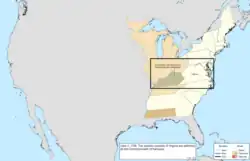 Map of the change to the United States in central North America on June 1, 1792