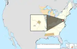 Map of the change to the United States in central North America on January 1, 1793