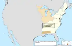 Map of the change to the United States in central North America on June 1, 1796
