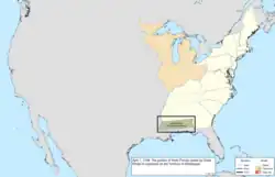 Map of the change to the United States in central North America on April 7, 1798