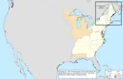 Map of the change to the United States in central North America on October 25, 1798