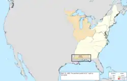 Map of the change to the United States in central North America on April 10, 1800