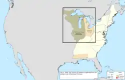 Map of the change to the United States in central North America on July 4, 1800