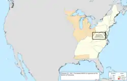 Map of the change to the United States in central North America on February 27, 1801