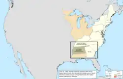Map of the change to the United States in central North America on June 16, 1802