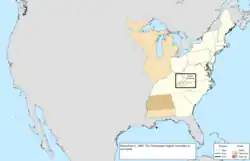 Map of the change to the United States in central North America on November 3, 1803
