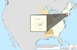Map of the change to the United States in central North America on November 30, 1803