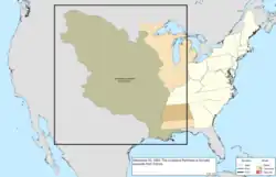 Map of the change to the United States in central North America on December 20, 1803