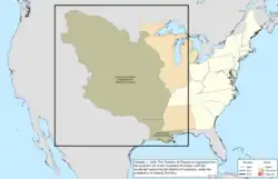 Map of the change to the United States in central North America on October 1, 1804