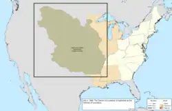 Map of the change to the United States in central North America on July 4, 1805