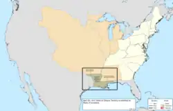 Map of the change to the United States in central North America on April 30, 1812