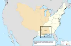 Map of the change to the United States in central North America on May 14, 1812
