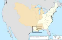 Map of the change to the United States in central North America on August 4, 1812