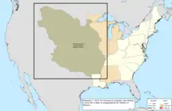 Map of the change to the United States in central North America on December 7, 1812