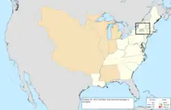 Map of the change to the United States in central North America on October 25, 1814