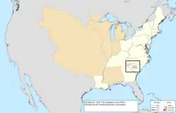 Map of the change to the United States in central North America on October 25, 1815
