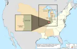 Map of the change to the United States in central North America on December 11, 1816