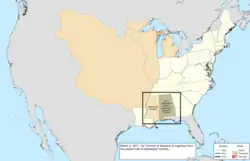 Map of the change to the United States in central North America on March 3, 1817
