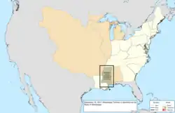 Map of the change to the United States in central North America on December 10, 1817