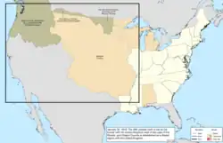 Map of the change to the United States in central North America on January 30, 1819