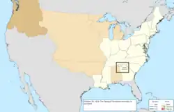Map of the change to the United States in central North America on October 30, 1819
