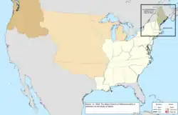 Map of the change to the United States in central North America on March 15, 1820
