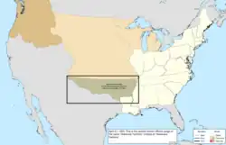 Map of the change to the United States in central North America on April 21, 1820