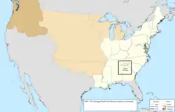 Map of the change to the United States in central North America sometime in 1821