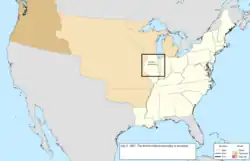 Map of the change to the United States in central North America on July 2, 1821