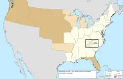 Map of the change to the United States in central North America on November 19, 1821