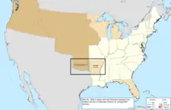 Map of the change to the United States in central North America on May 28, 1828